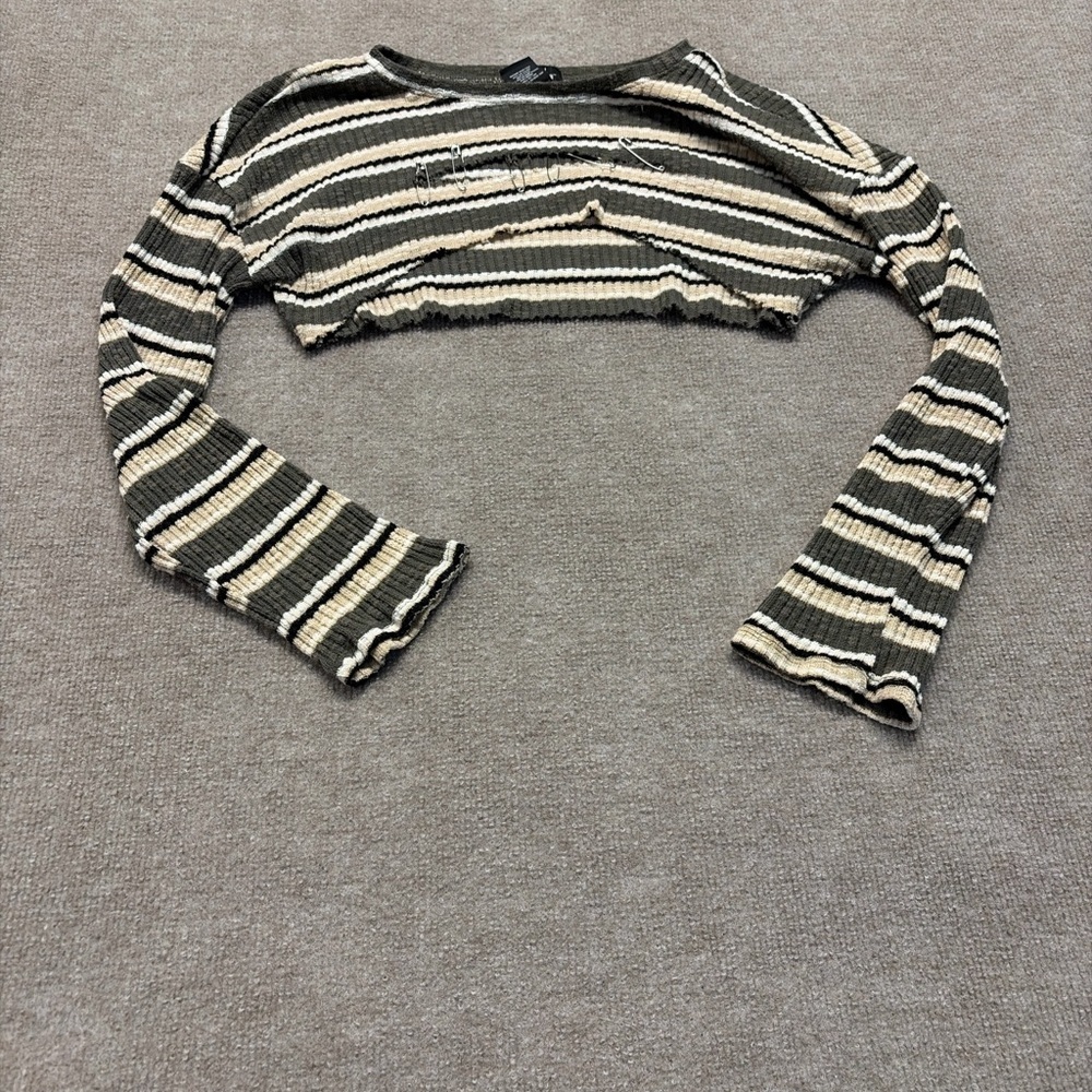 Striped Cropped Knit Top 1698